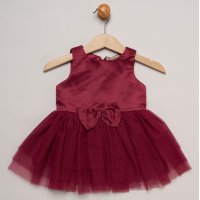 J16504INF: Baby Girls Satin & Tulle Dress, Knickers & Faux Fur Bolero (9-24 Months)